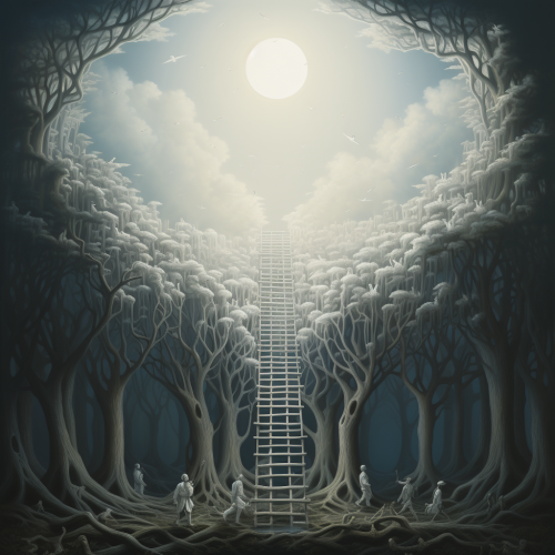 Majestic white ladder leading to the heavens Majestic white ladder leading to the heavens