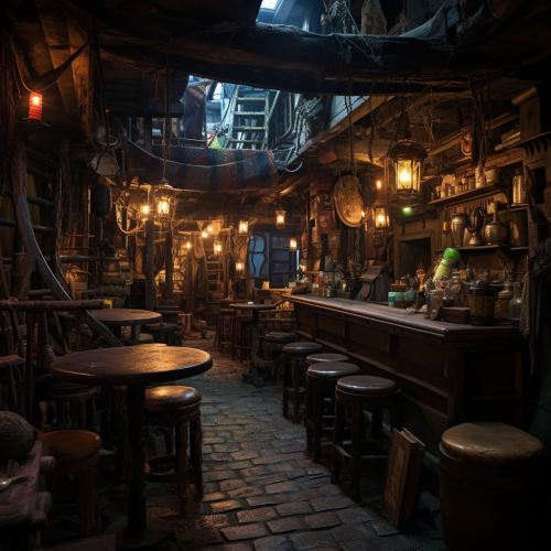 Seedy pirate dive bar interior image Seedy pirate dive bar interior image