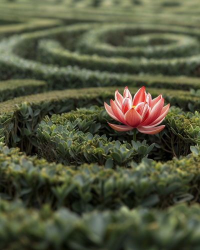 Lotus flower in desert hedge labyrinth Lotus flower in desert hedge labyrinth