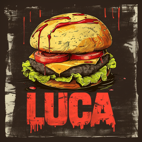 LUCA Heavy Metal Band Logo with Hamburger