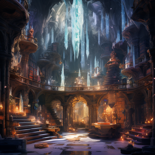 Enchanting crystal cavern with magical sphere