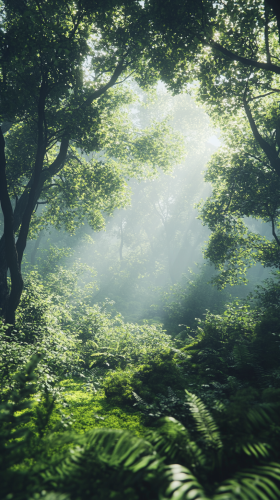 Enchanted forest with light rays Enchanted forest with light rays