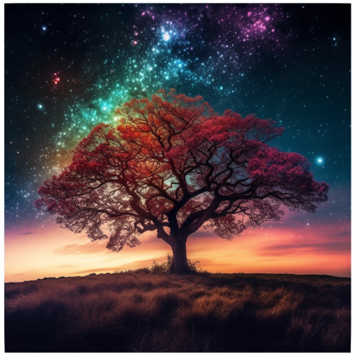 Glowing sunset behind magical tree with stars  ✨? Glowing sunset behind magical tree with stars  ✨?