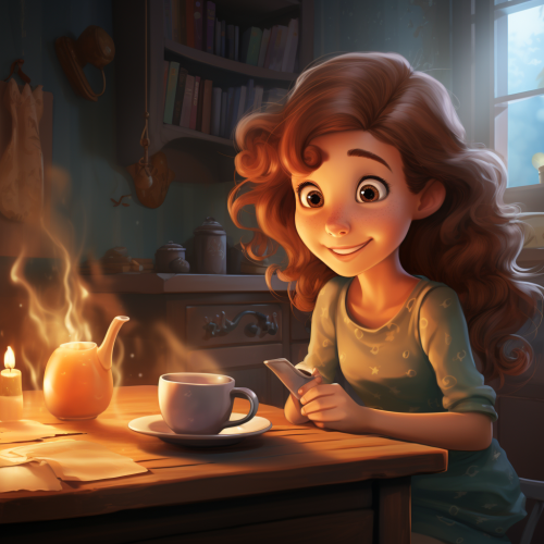 Illustration of Sophie and the magical teapot Illustration of Sophie and the magical teapot