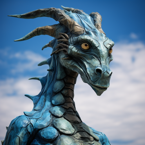 Stunning majestic humanoid blue dragon