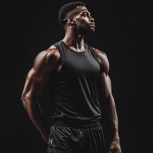 Male basketball player stretching arms