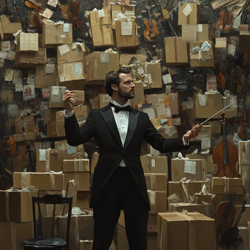 Male Conductor Leading Imaginary Orchestra Male Conductor Leading Imaginary Orchestra