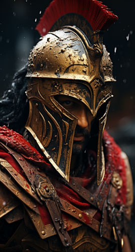 detailed male spartan warrior in battle