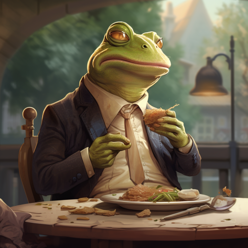 Man happily munching on frog Man happily munching on frog
