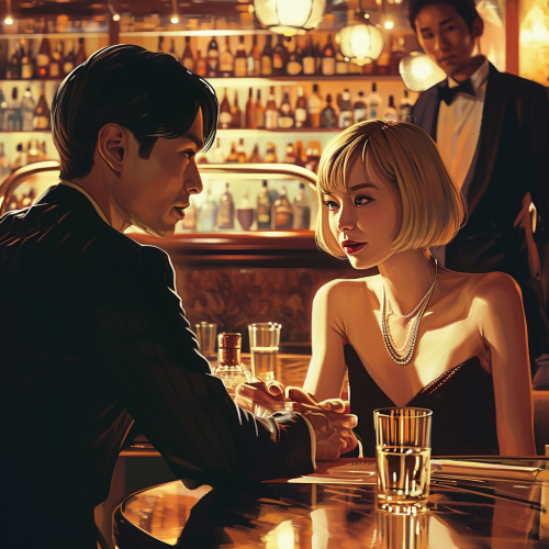Japanese couple at classy bar