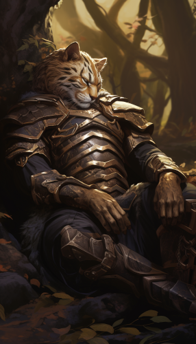 Manga otter knight resting in armor Manga otter knight resting in armor