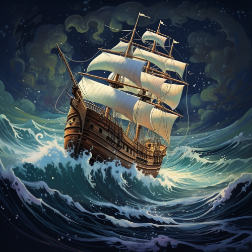 Illustration of Mayflower ship in storm Illustration of Mayflower ship in storm