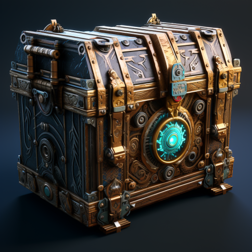 Medieval chest with cyberpunk design Medieval chest with cyberpunk design