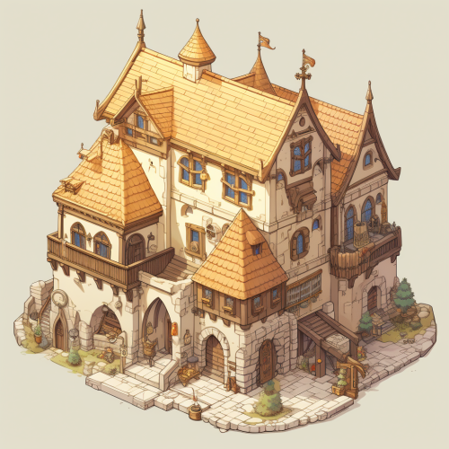 Isometric Drawing of Medieval Guild Hall