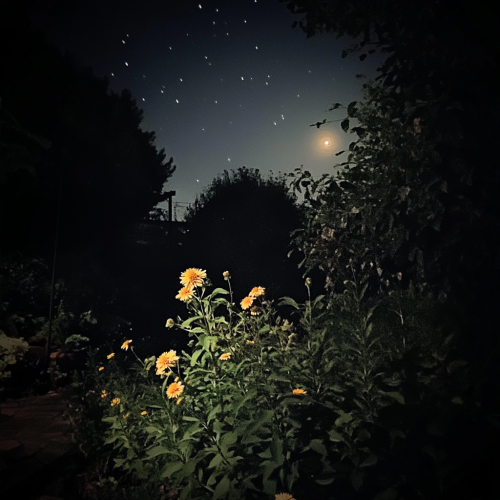 Night garden moon stars flowers Night garden moon stars flowers