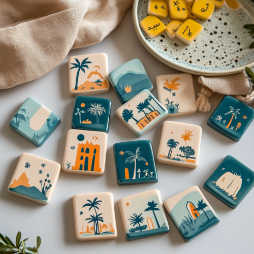 Rummy tiles with Saudi heritage design Rummy tiles with Saudi heritage design
