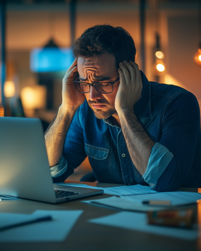 Sad man at office desk Sad man at office desk