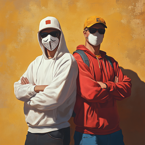 Tourist friends in unique outfits