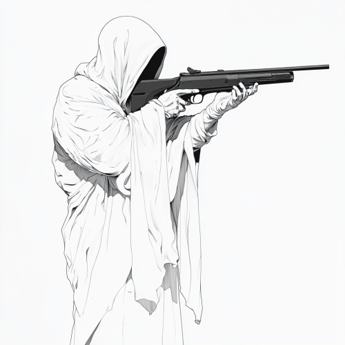 Monk robe with shotgun in black and white