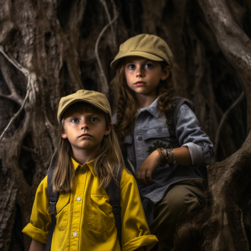 Young Kids Standing in Forest Young Kids Standing in Forest