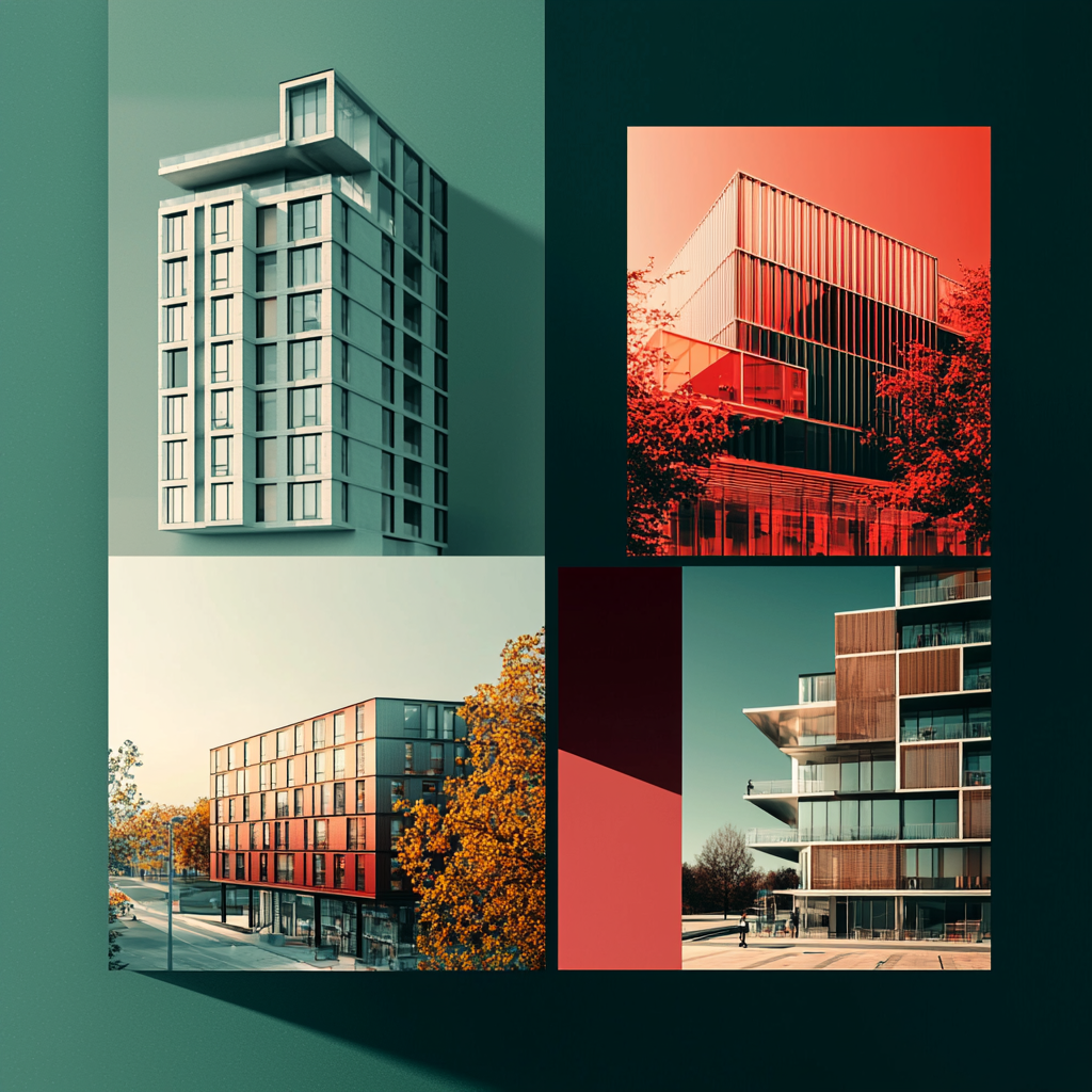  A colorful image of three blocks with photos