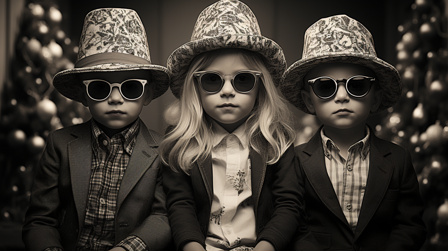4. Children playing dress up with adult Christmas outfits
