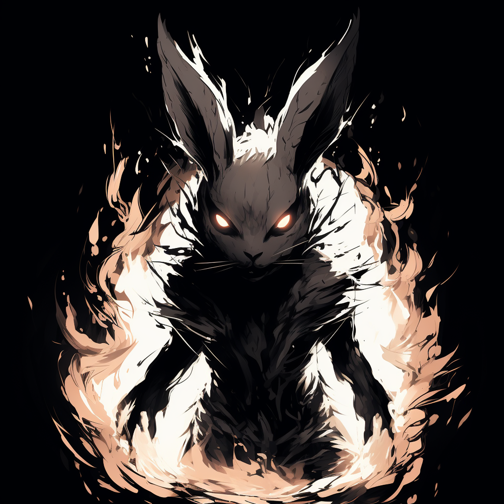 4. Rabbit breathing fire in simple anime style