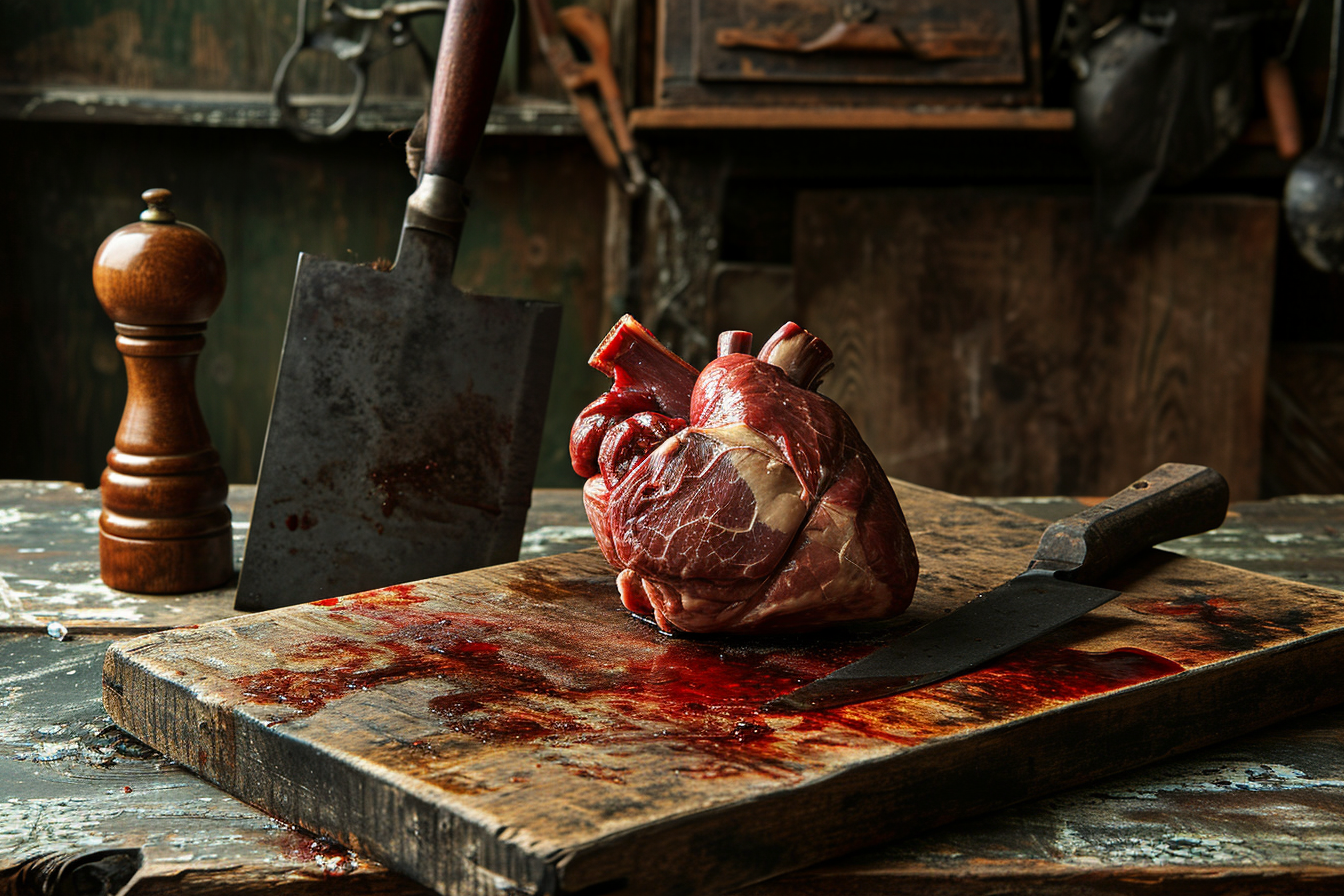 4. Cow heart and meat cleaver image