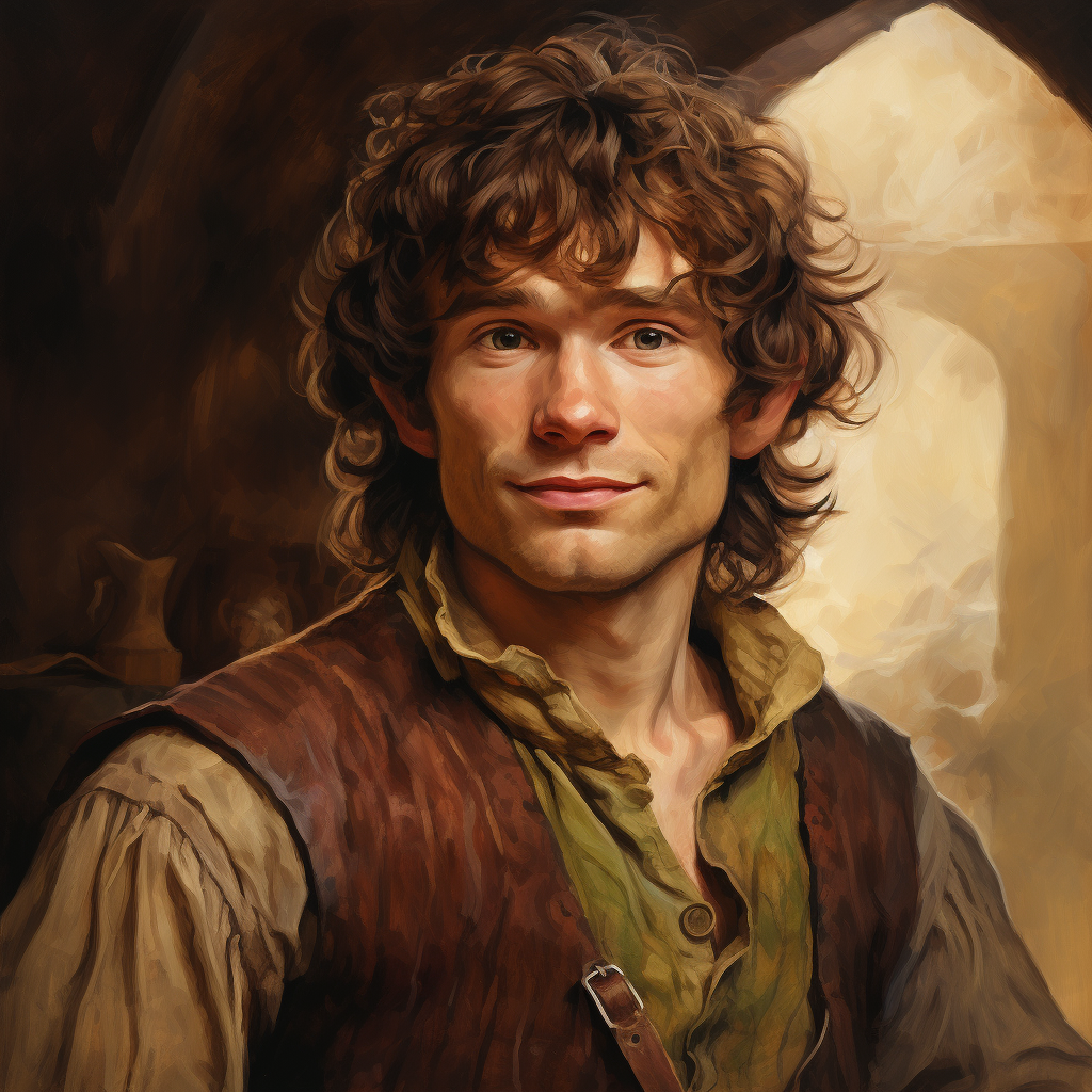 4. Image of a hobbit with dark brown hair and freckles