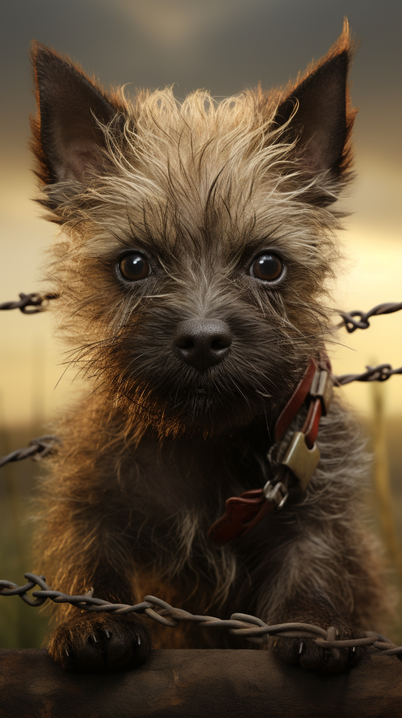 Cairn terrier crawling with focus