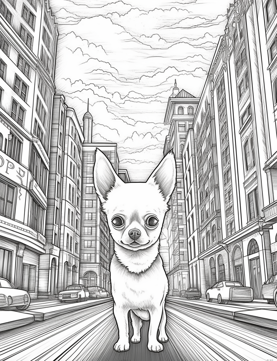 4. Adorable chihuahua in vibrant street scenery