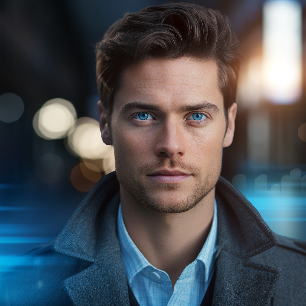 4. Striking Image of Blue-Eyed Man with Brown Hair.