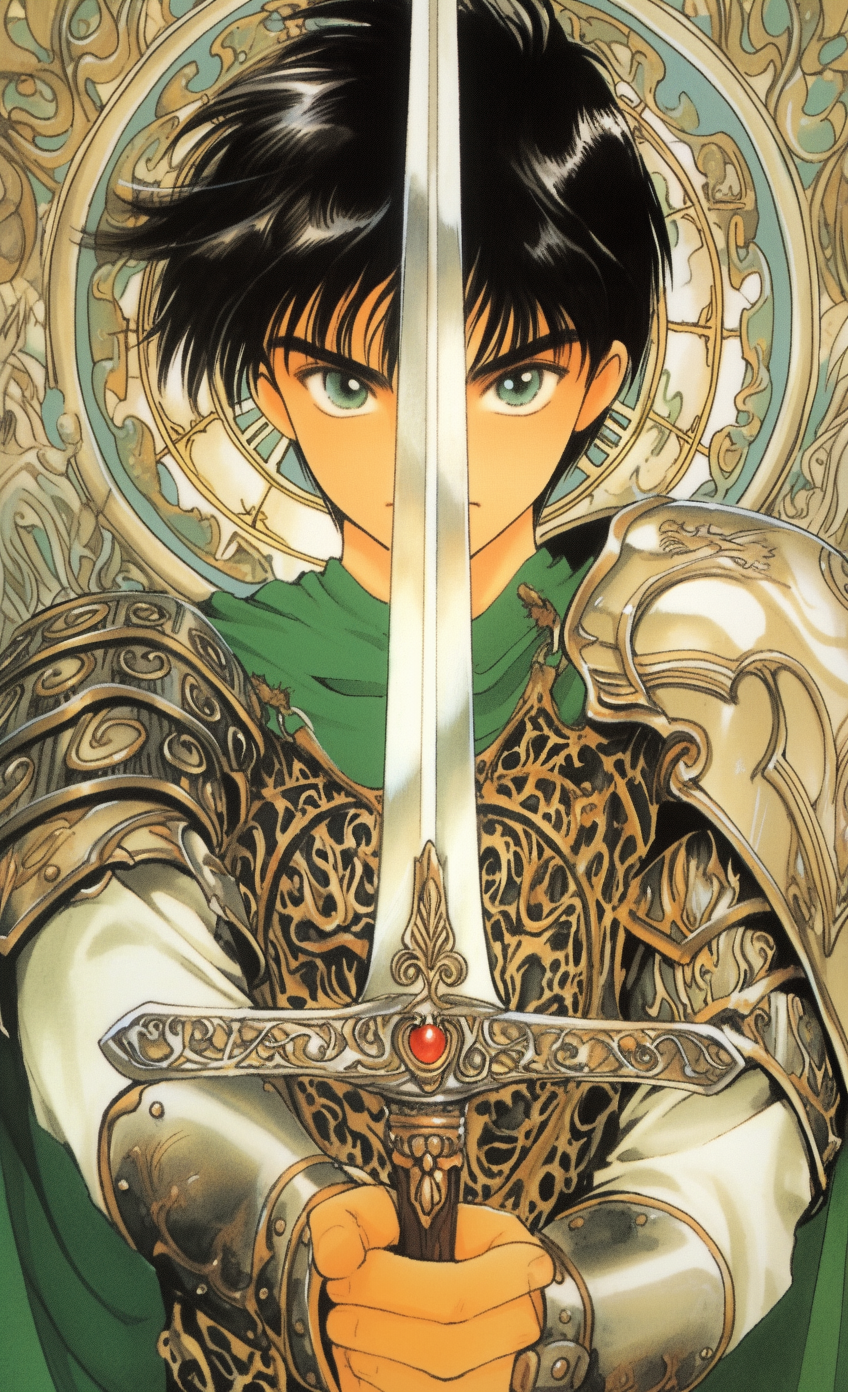 4. Detailed image of teenage hero with sword