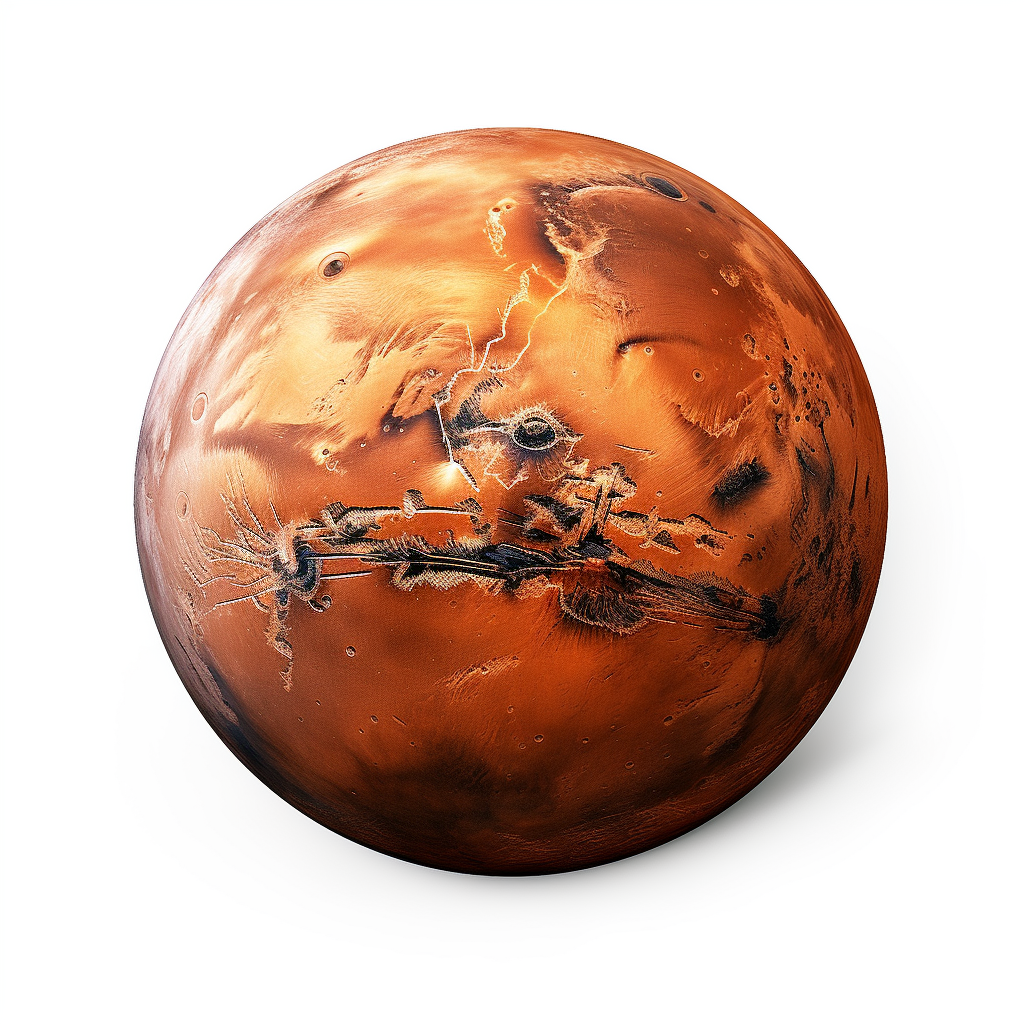 4. Hyper-realistic Mars Planet Image on white background