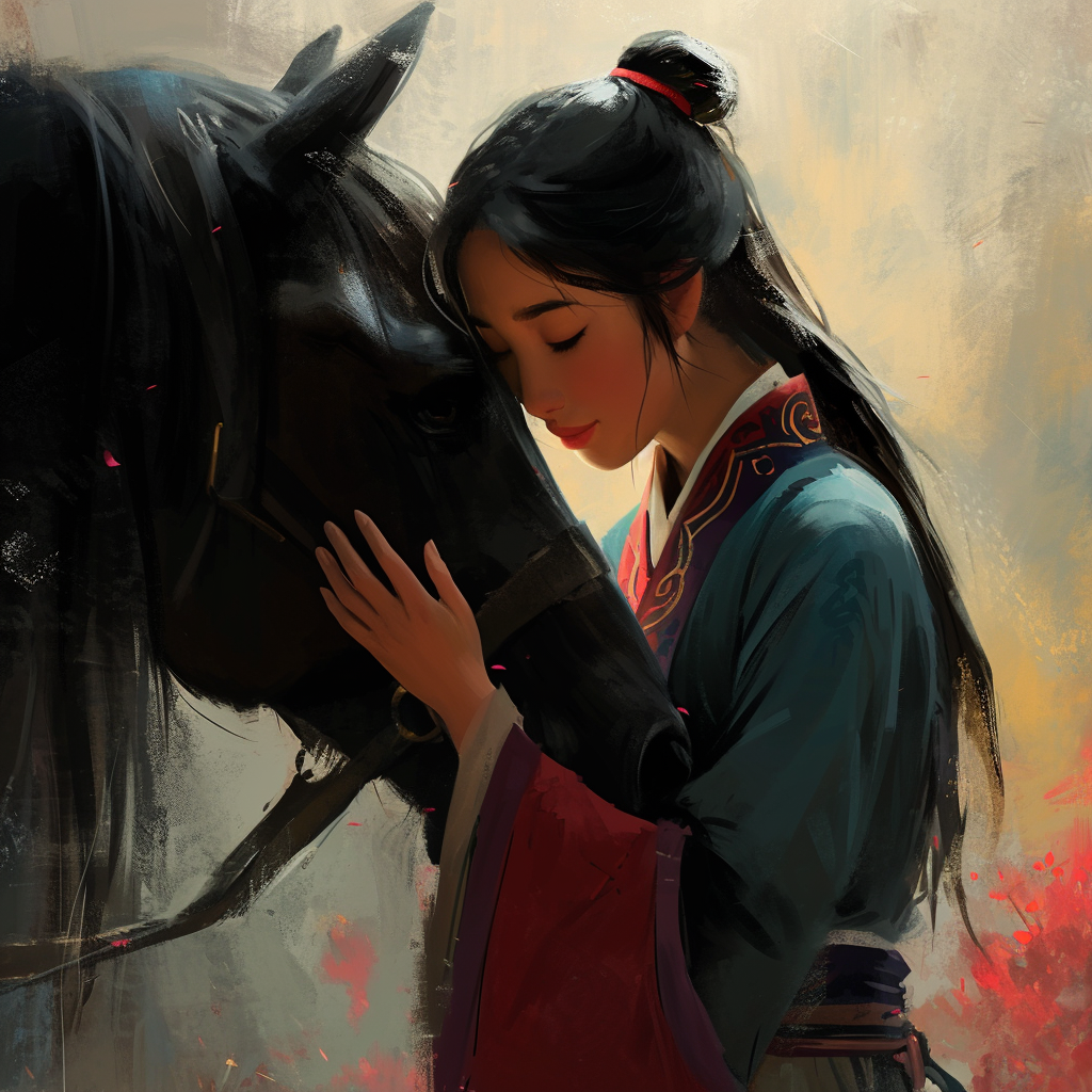 4. Image of Mulan patting her horse