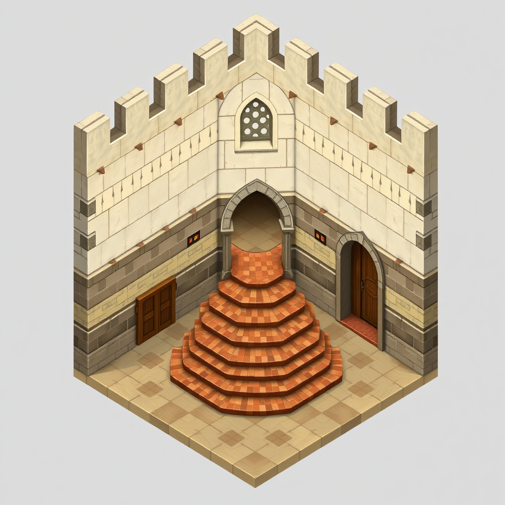 14th Century Castle's Foyer in Isometric View