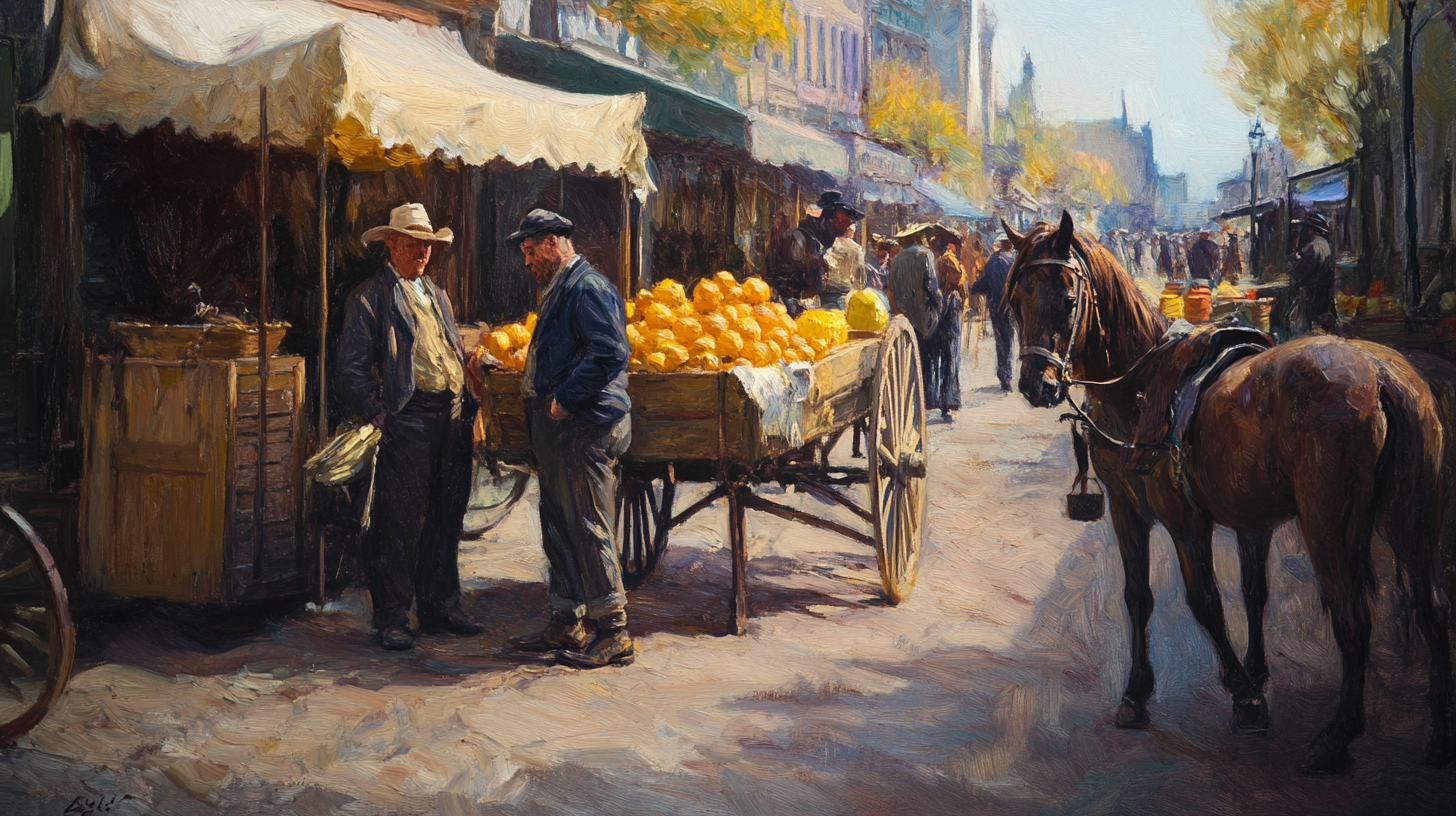 1905 Little Italy Fruit Vendor in Winter