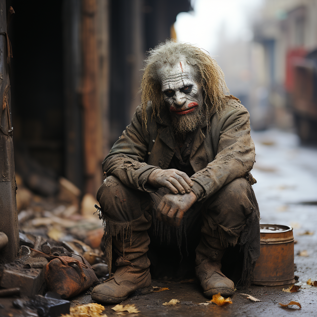 Vintage 1920s homeless clown