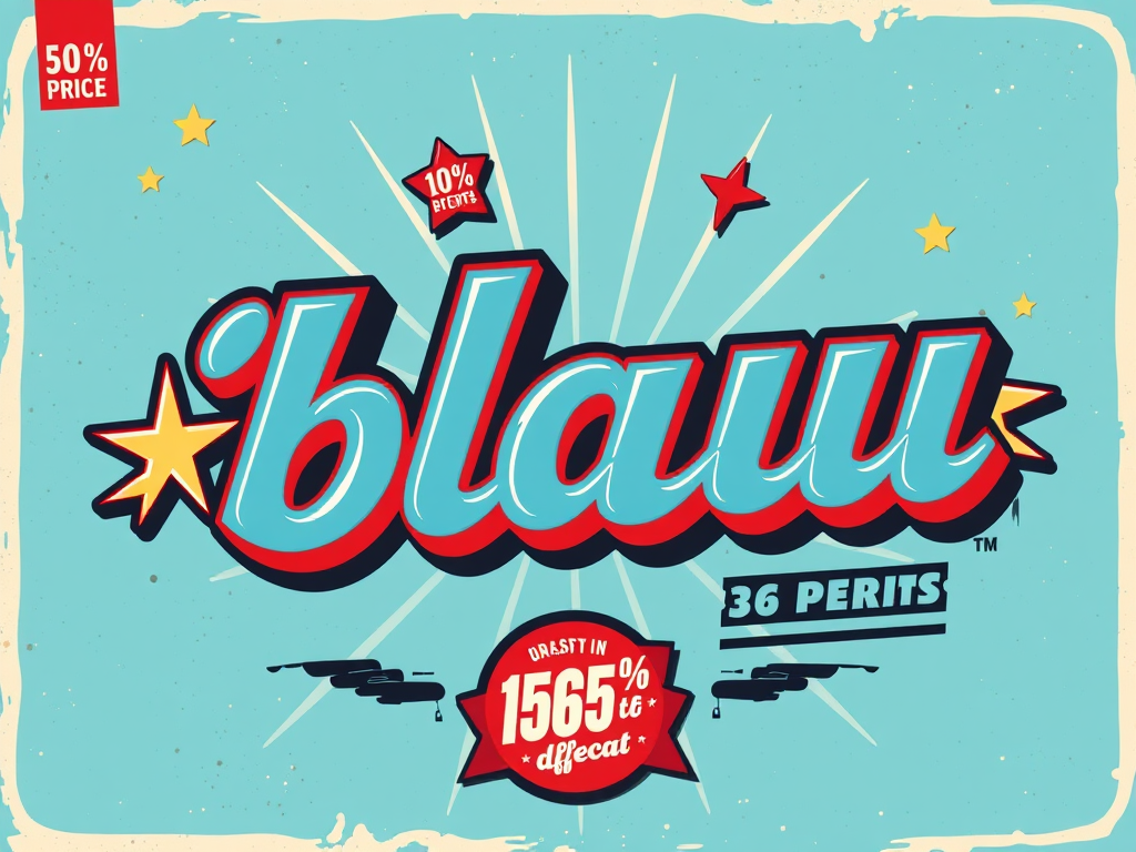 1950s Inspired 'Blau' Advertisement Graphic Design