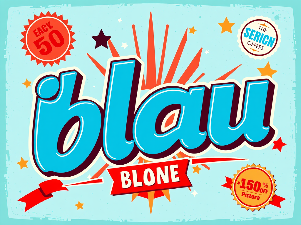 1950s Inspired 'Blau' Retro Advertisement Design