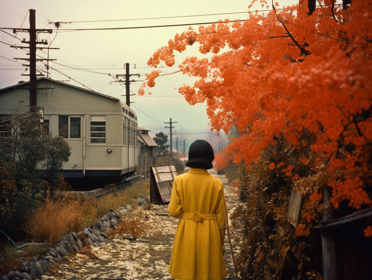 A colorful 1950s photograph of a mystical Rokurokubi