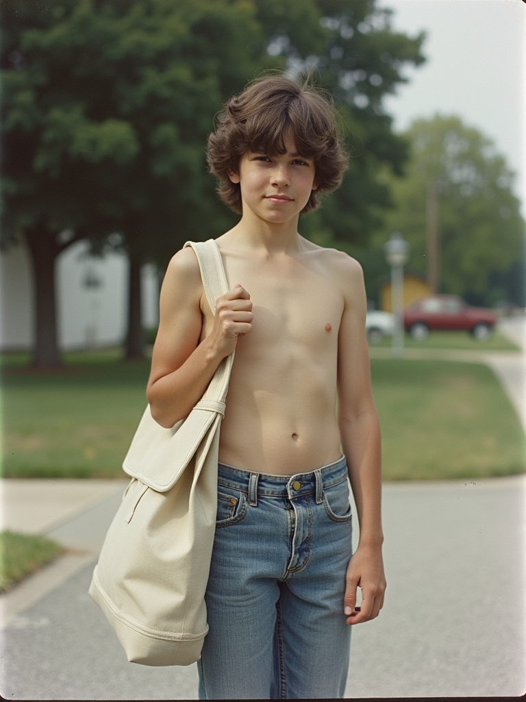 1980s Teen Newspaper Delivery in Summer Suburbs