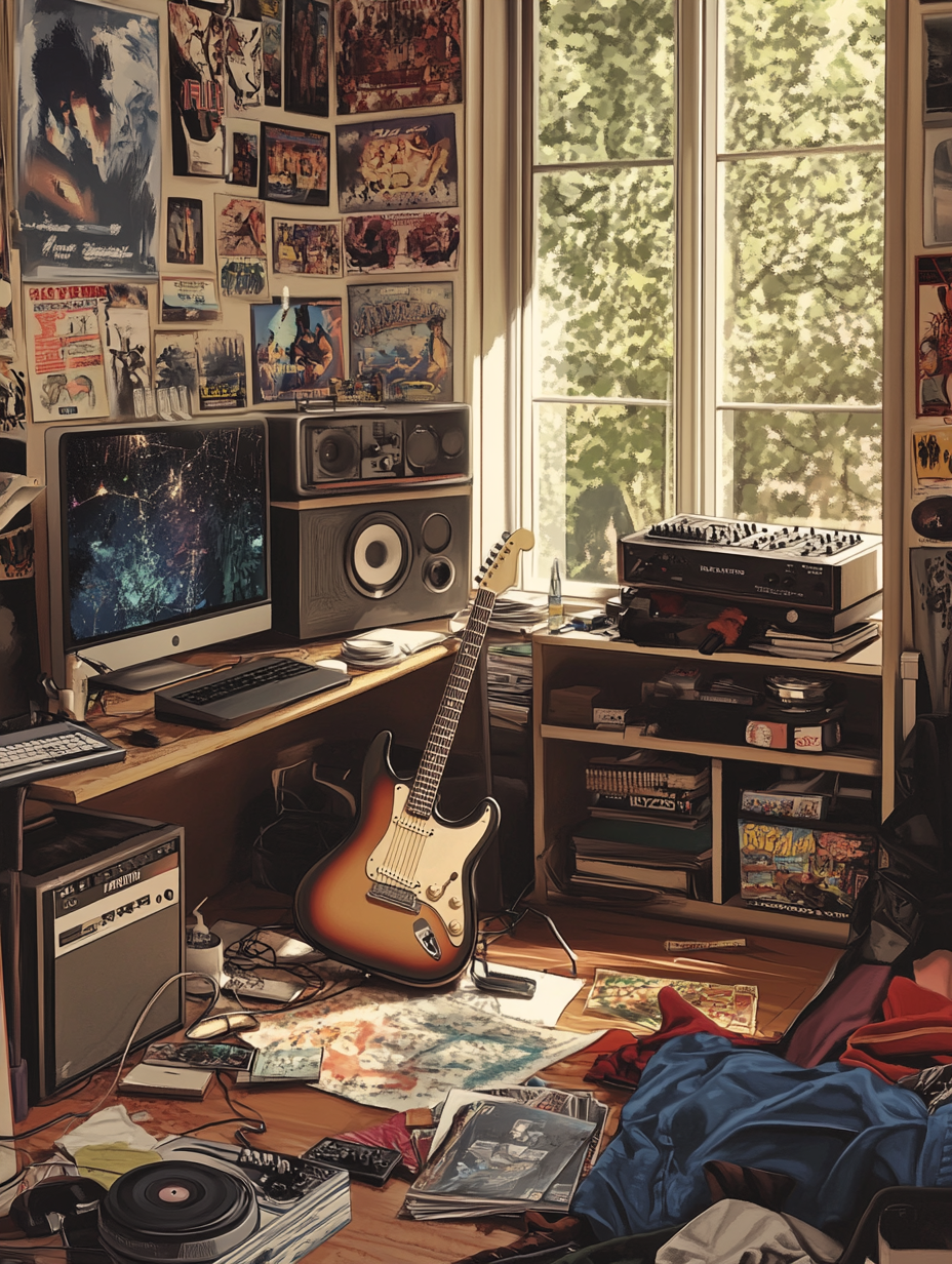 1980s Teenage Boy's Bedroom with Music and Gaming Gear