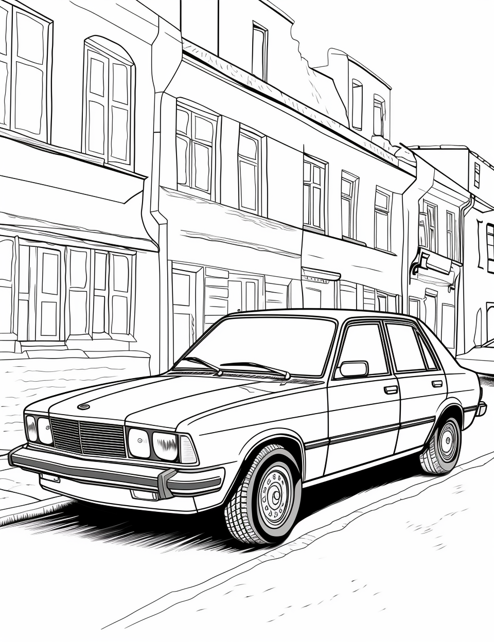 Realistic coloring page of a 1980s car model