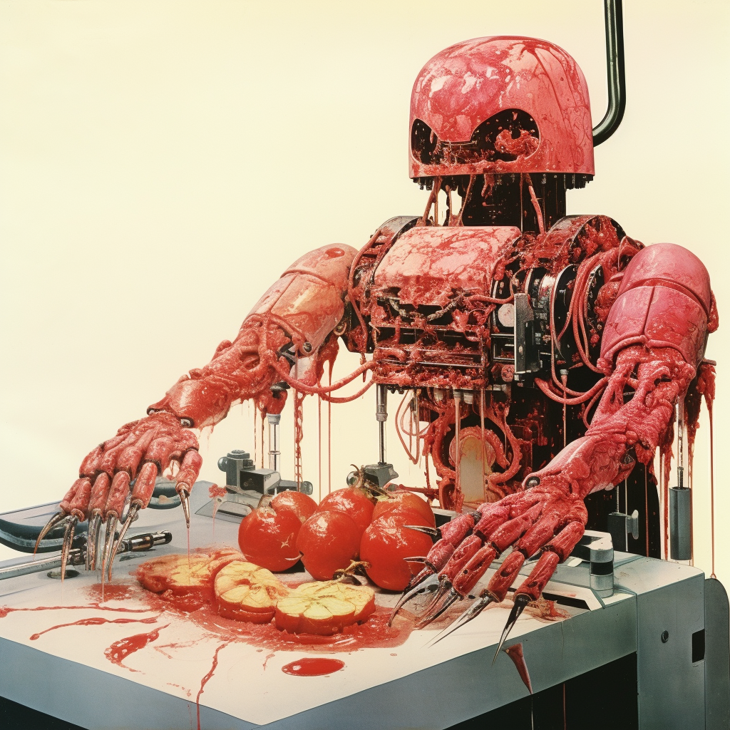 Vintage 1980s meat robot advertisement