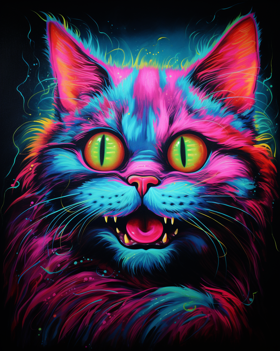 Glowing 1980s Cheshire Cat art