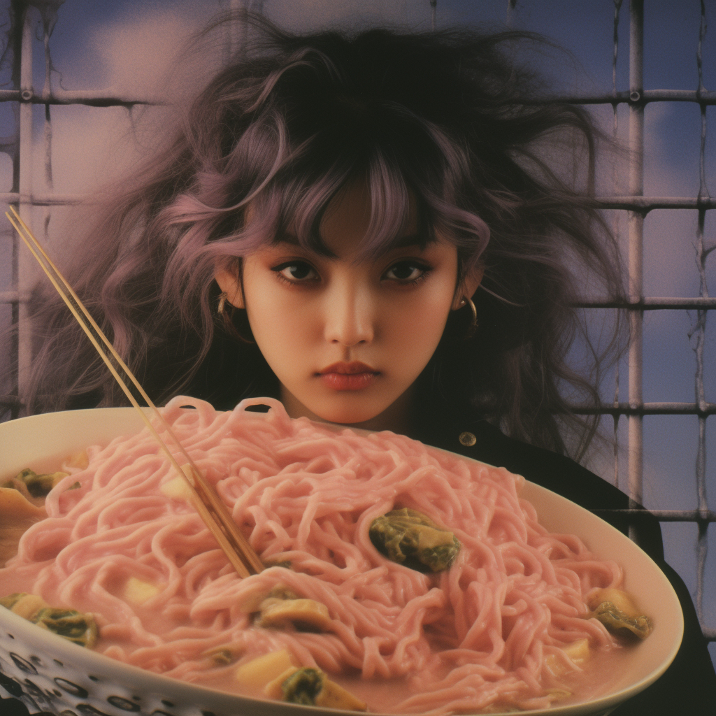 Cool, moody 1990s ramen print