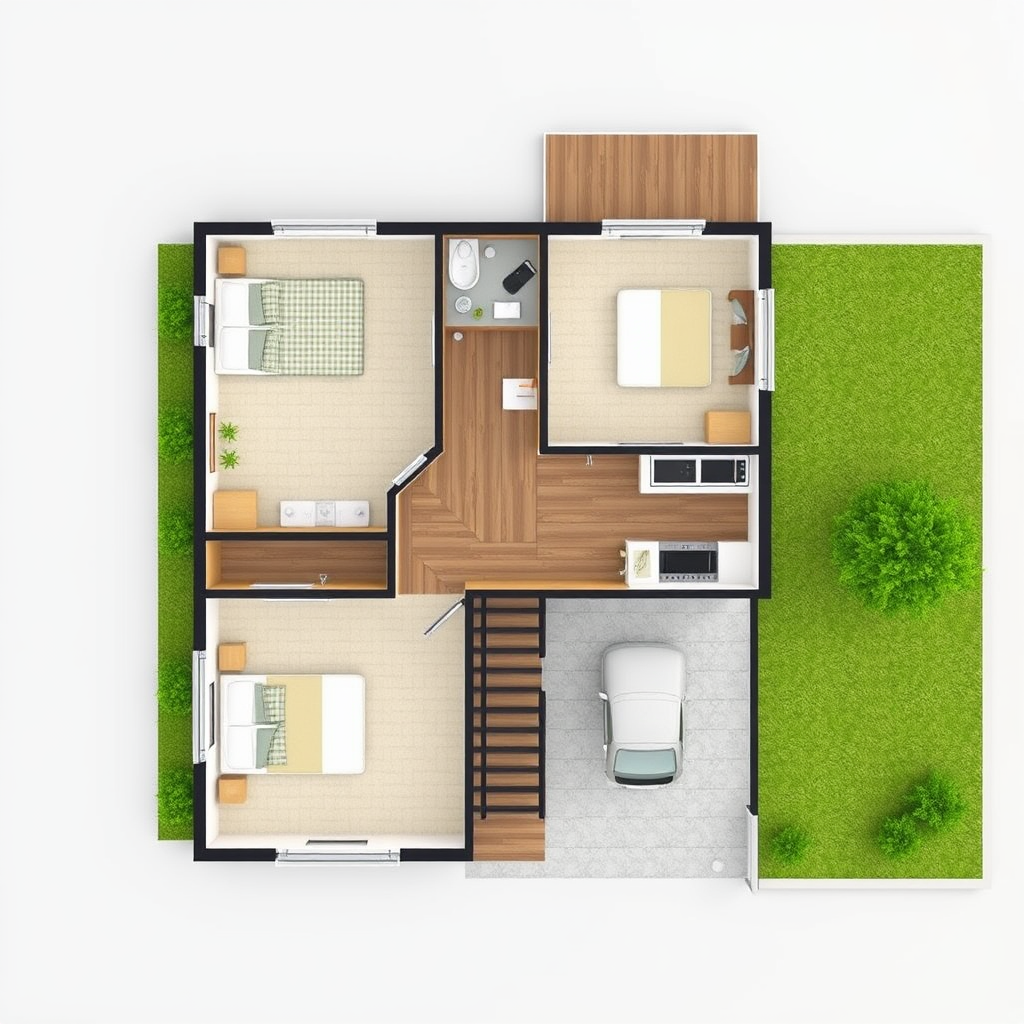 20x50 Autocadd House Plan with Bike Parking