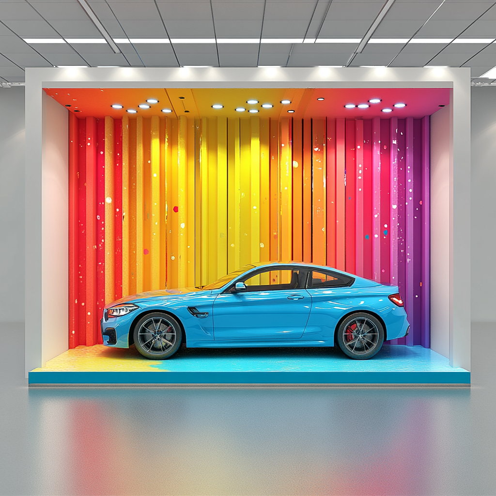 3D Car Display Booth with Vibrant Hiflex Backdrop