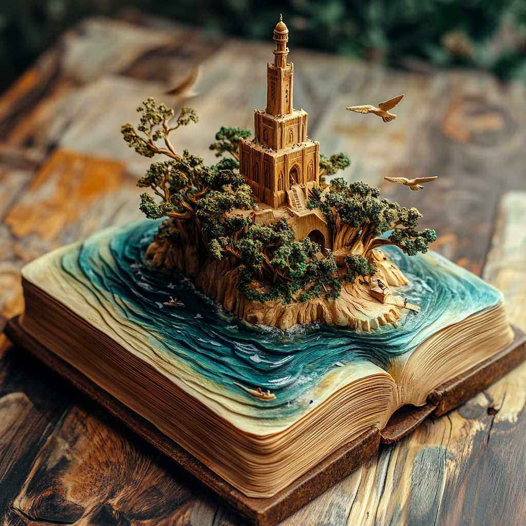 3D Resin Carving of Baghdad Island Book Illustration